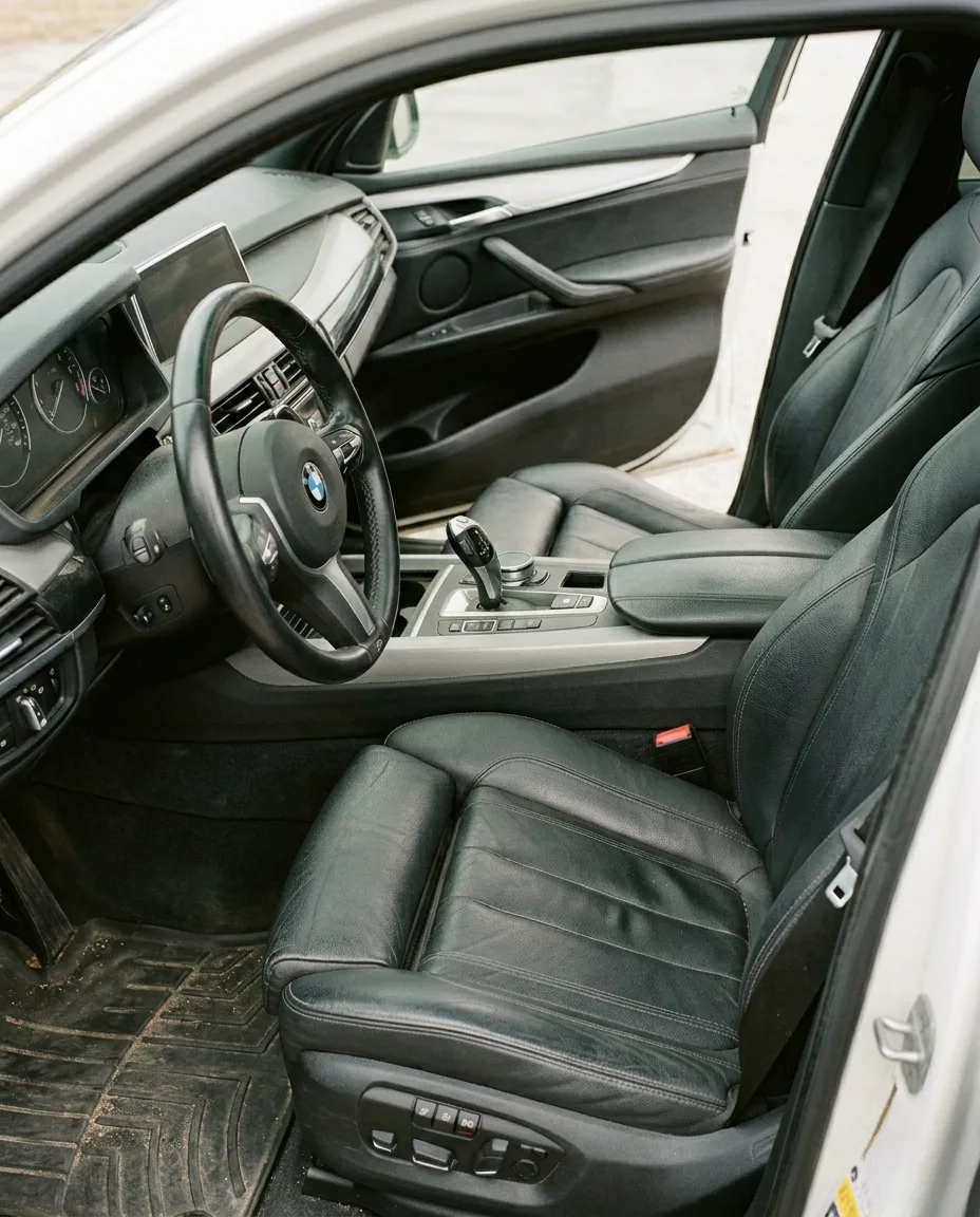 Lived-in leather cabin → deep-cleaned & conditioned — before